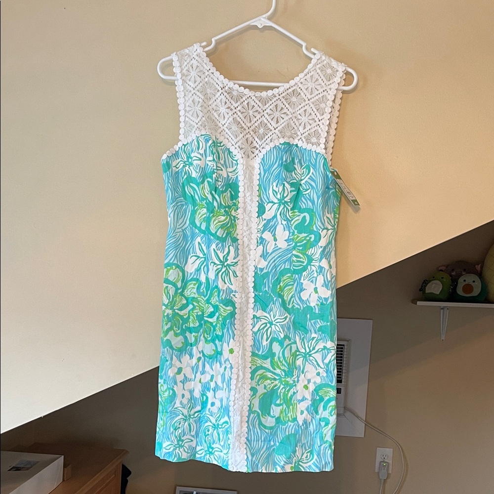 Lilly Pulitzer Sofia Shift Lagoon Green Wave Rider Dress